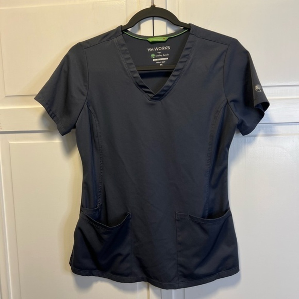 HH Works By Healing Hands Women’s Monica V-Neck Solid Scrub Top Size Women’s XS